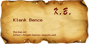 Klenk Bence névjegykártya